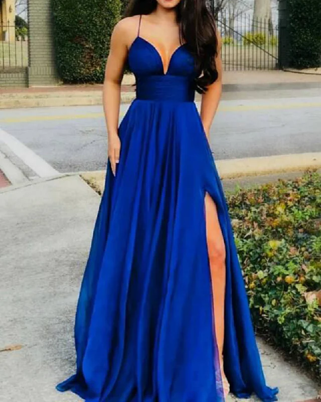 Great Deals Gorgeous Spaghetti Straps Chiffon and Satin Corset Long Prom Dress PL0123