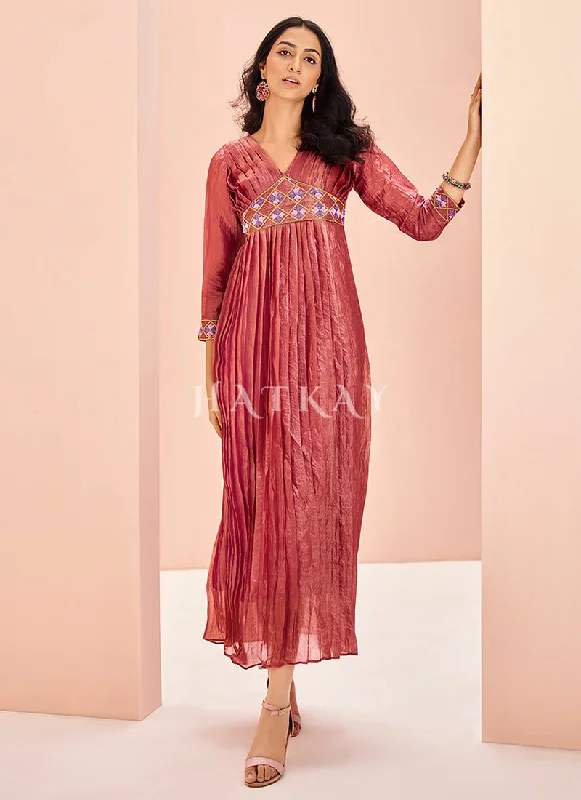 Price Slash Crimson Red Handwork Fancy Gown