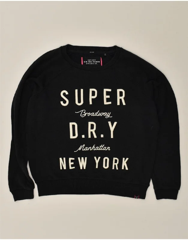 SUPERDRY Womens Graphic Sweatshirt Jumper UK 16 Large Black