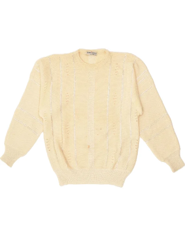 VINTAGE Womens Crew Neck Jumper Sweater UK 8 Small Beige