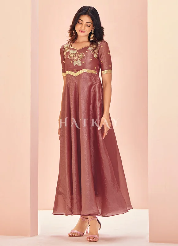 Holiday Sale Rose Pink Handwork Fancy Gown