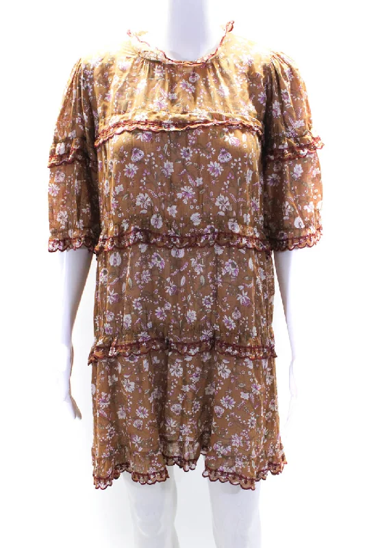 Great Deals Etoile Isabel Marant Womnes Floral Print Long Sleeves Dress Brown