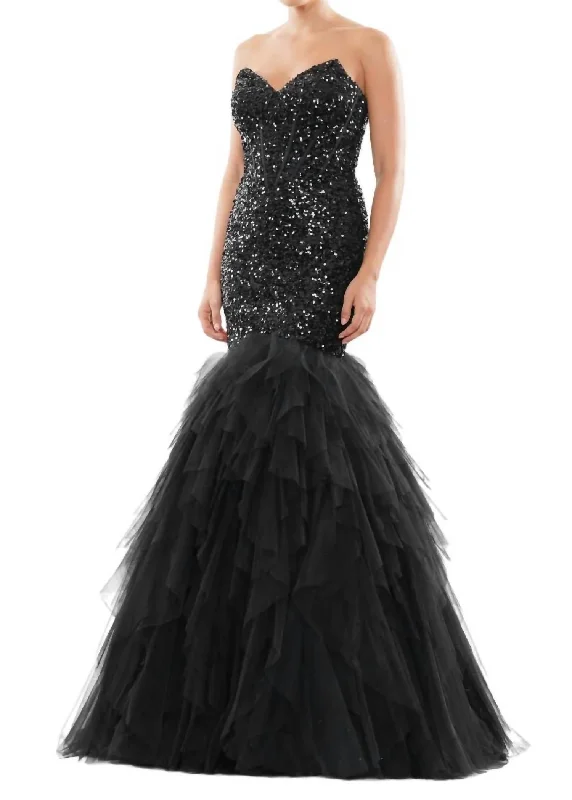 Price Meltdown Sequin Mermaid Prom Dress In Black
