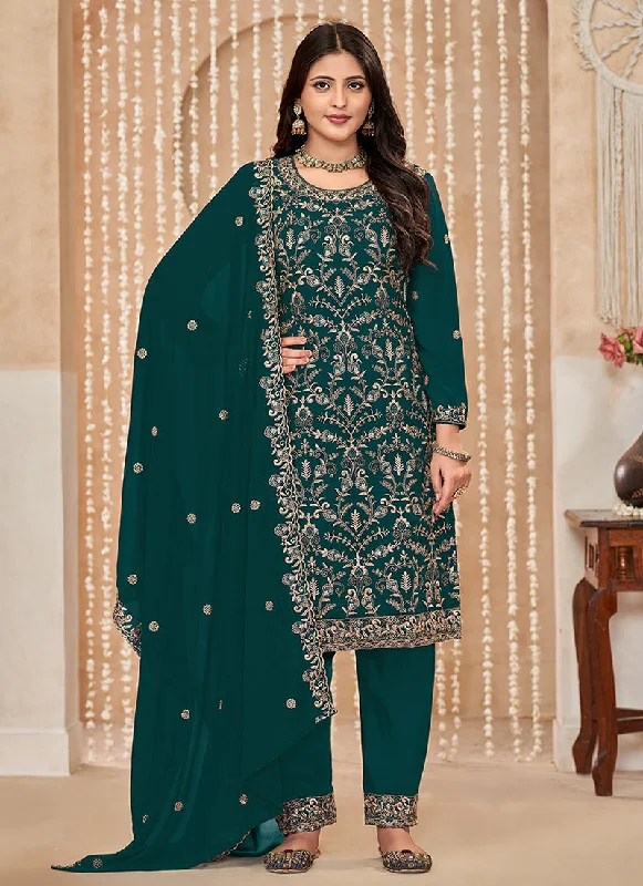 YEAR-End Clearance Green Embroidered Salwar Kameez Suit