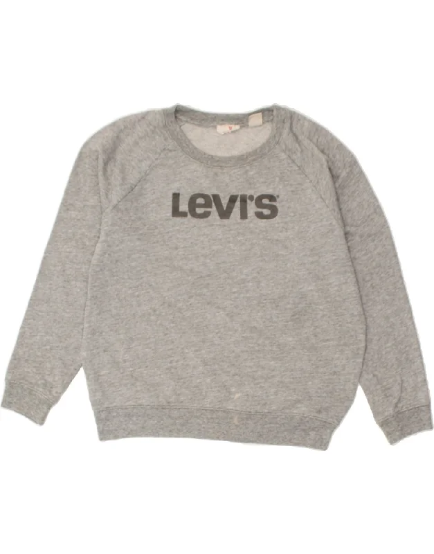 LEVI'S Womens Graphic Sweatshirt Jumper UK 14 Medium Grey Cotton