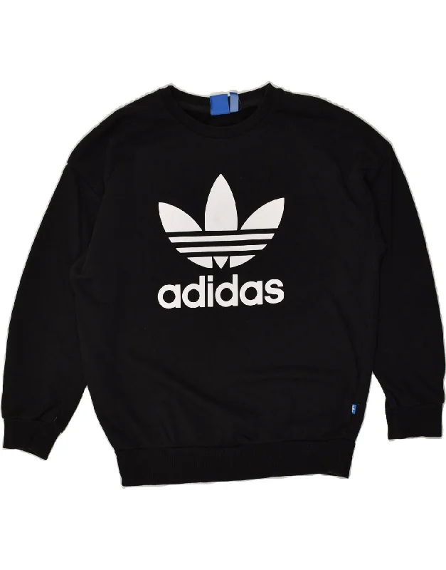 ADIDAS Womens Graphic Sweatshirt Jumper UK 10 Small  Black Cotton