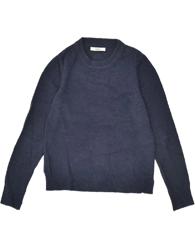 OASIS Womens Crew Neck Jumper Sweater UK 8 Small Navy Blue Acrylic