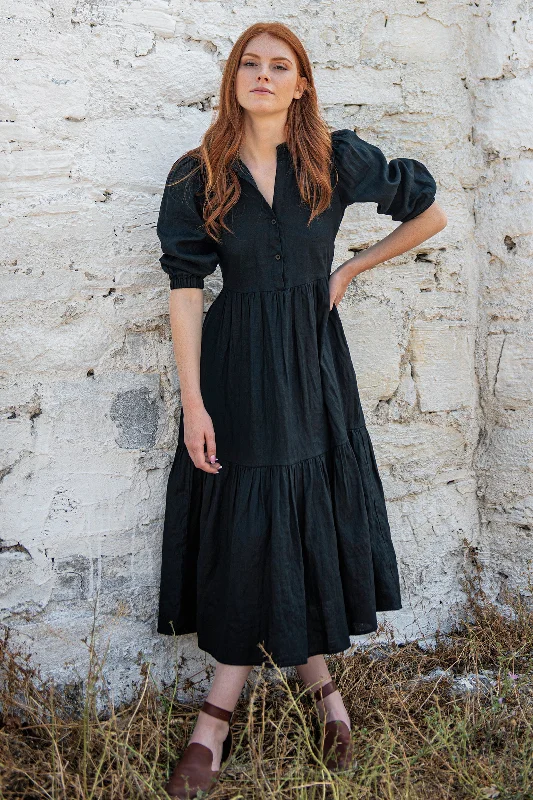 Price Drop Alert Puff Sleeved Linen Dress
