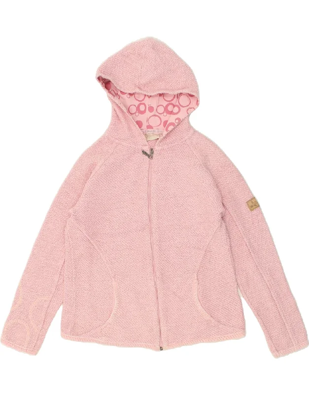 WEIRD FISH Womens Zip Hoodie Sweater UK 14 Medium Pink Cotton