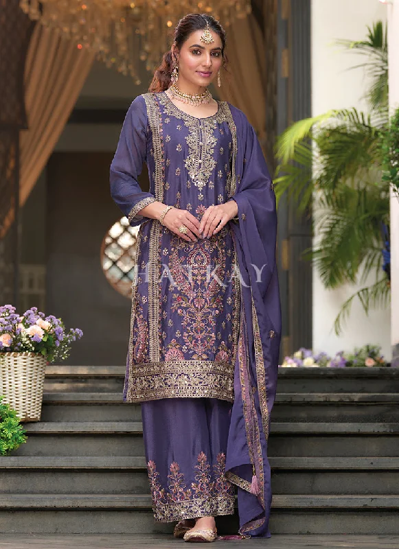 Deal Mania Purple Traditional Palazzo Suit