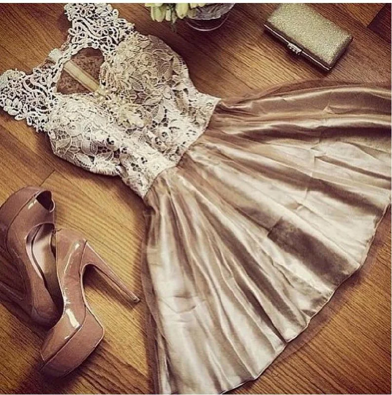 Price Blitz Sleeveless Scoop Golden Laces Patchwork Dress