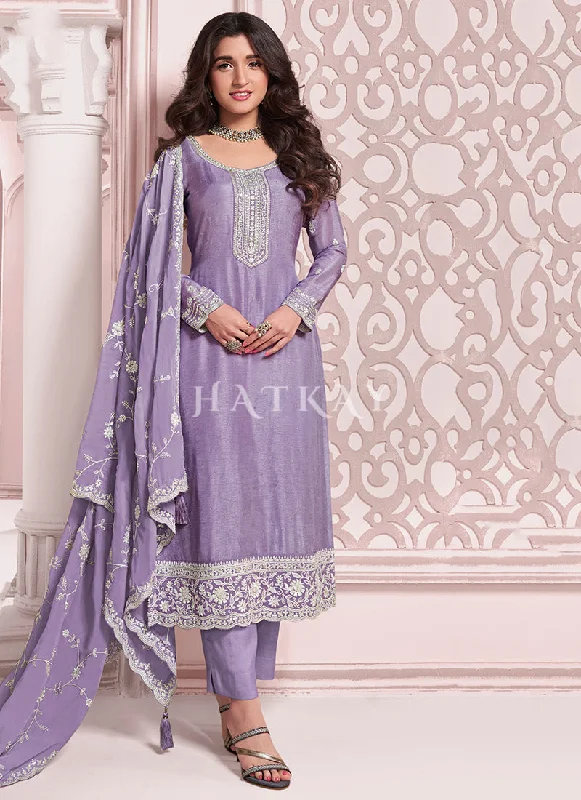 Today’s Deal Lavender Thread Embroidery Pakistani Suit