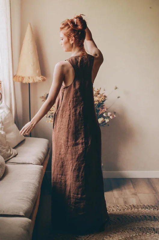 Closeout Minimalist Linen Sleeveless Dress