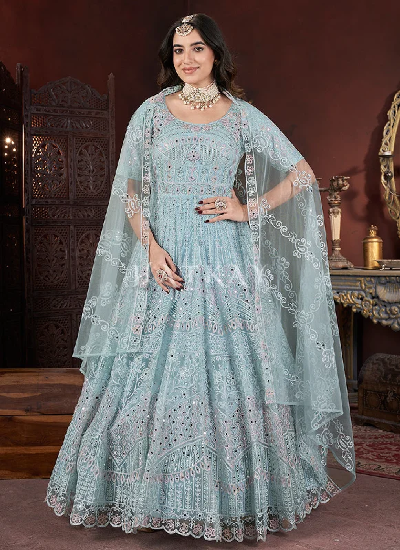 Special Buy Light Blue Multi Embroidery Anarkali