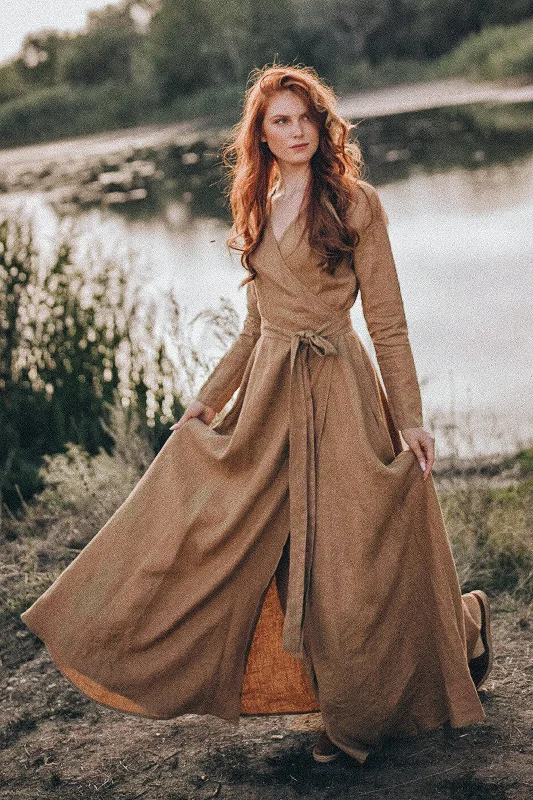 Major Savings Rich Linen Wrap Dress