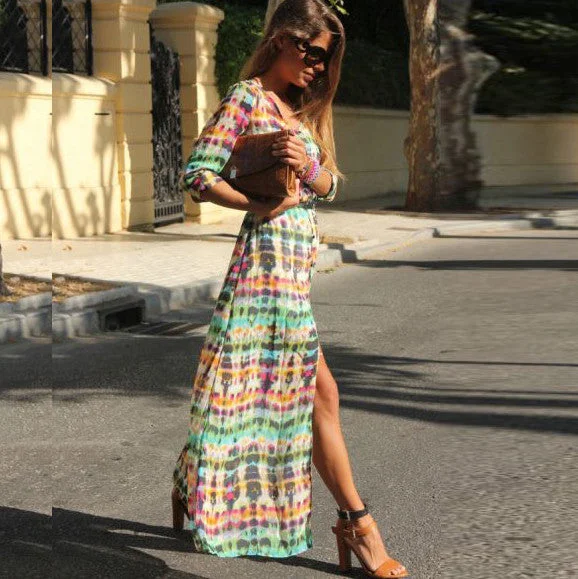 Price Cut V-neck Open Long Sleeve Long Dress