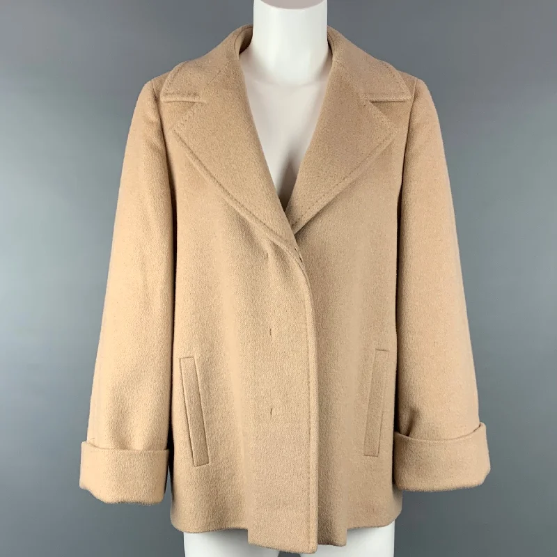 MAX MARA Size 12 Camel Hair Blend A-Line Jacket