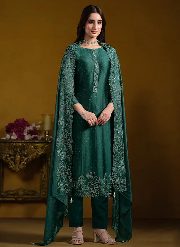 Quick Sale Dark Green Embroidered Pakistani Suit