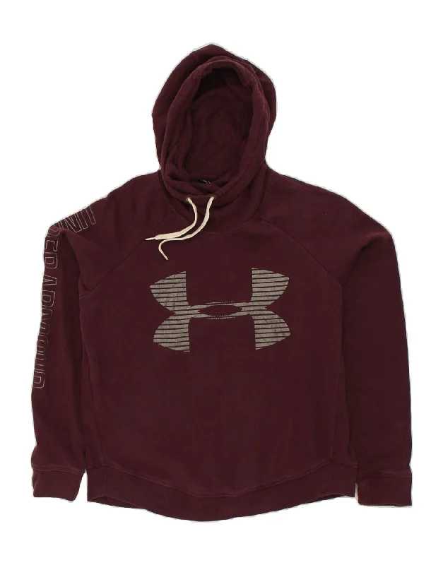 UNDER ARMOUR Womens Graphic Hoodie Jumper UK 10 Small Burgundy