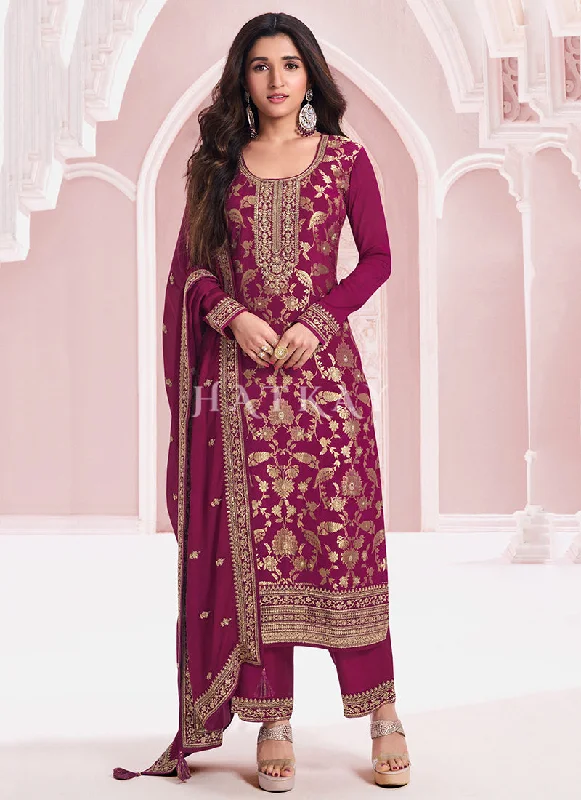 Fantastic Offers Plum Purple Embroidery Pakistani Suit