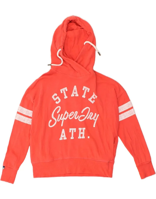 SUPERDRY Womens Graphic Hoodie Jumper UK 6 XS Red Cotton