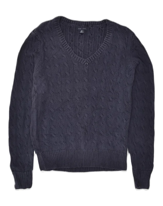 Shop and Save TOMMY HILFIGER Womens V-Neck Jumper Sweater UK 14 Large Navy Blue Cotton Shop and Save TOMMY HILFIGER Womens V-Neck Jumper Sweater UK 14 Large Navy Blue Cotton