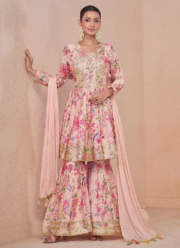 Buy More, Save More Light Pink Gota Patti Embroidery Gharara Suit