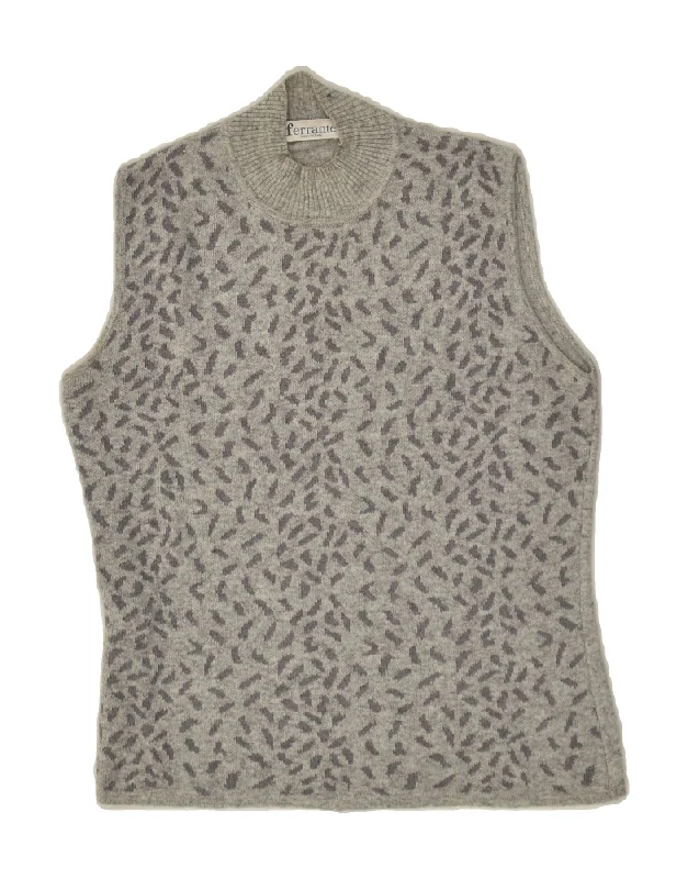 FERRANTE Womens Vest Tank Top UK 12 Medium Grey Wool