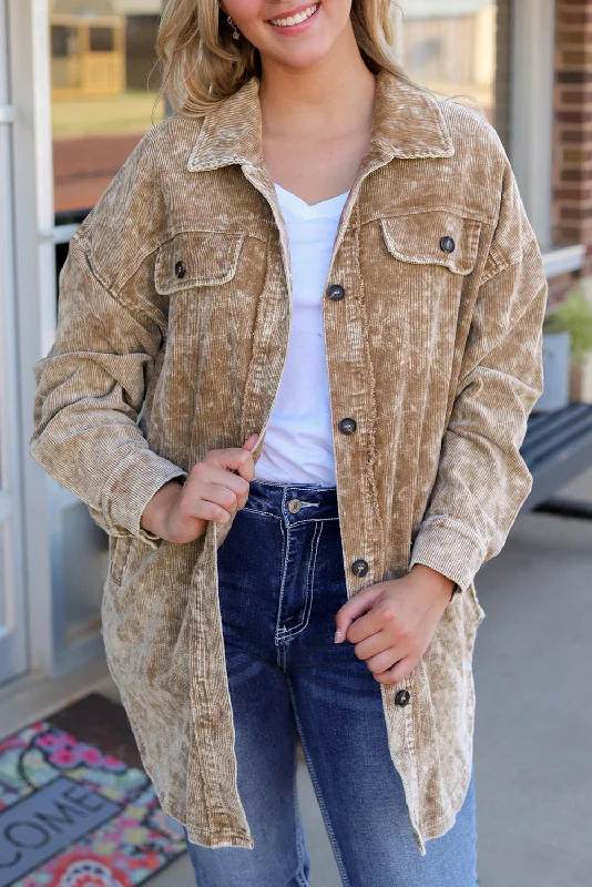 Washed Corduroy Shirt Jacket