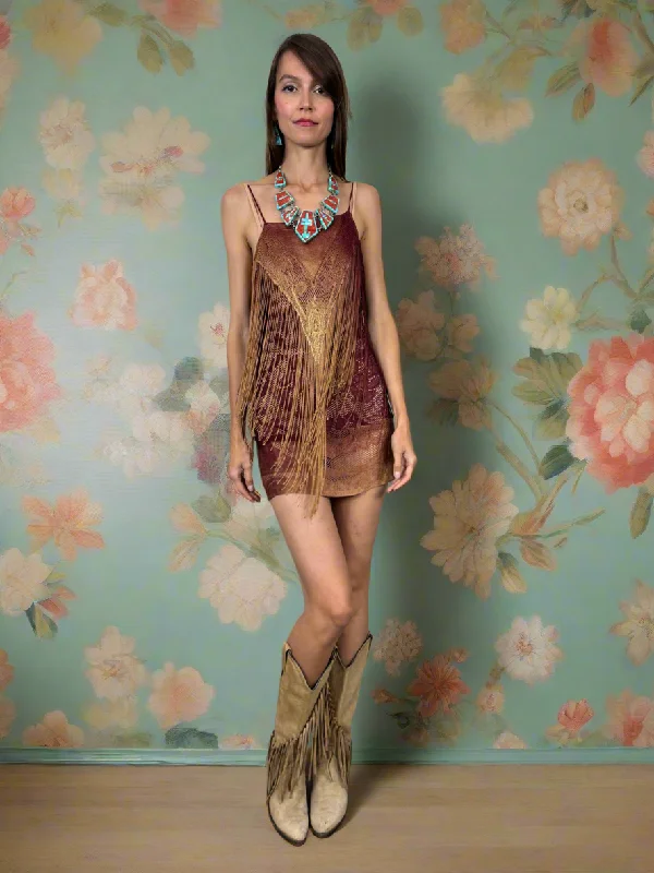 Deep Discounts Freda, fringed 70s crochet minidress