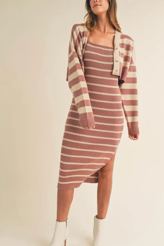 Price Reduction Knit Stripe Bodycon Dress