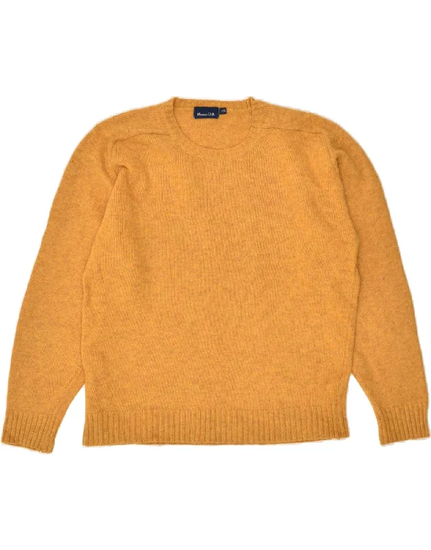 MASSIMO DUTTI Womens Crew Neck Jumper Sweater UK 16 Large Yellow Wool