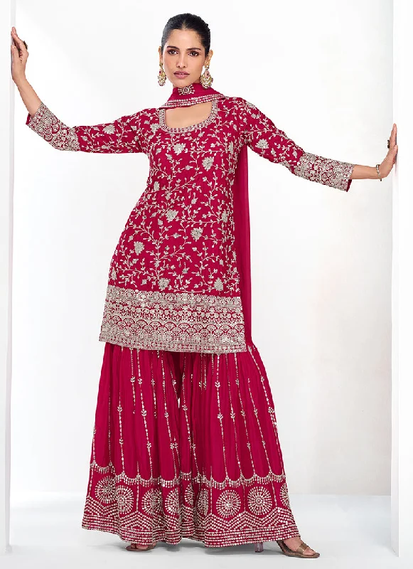 Exclusive Savings Magenta Traditional Embroidery Festive Gharara Suit
