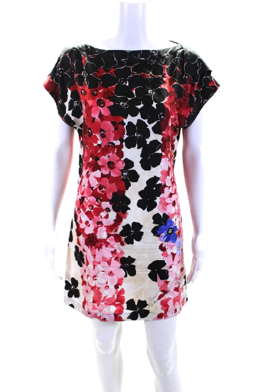Epic Deals Vionnet Women's Boat Neck Short Sleeves Shift Mini Dress Floral