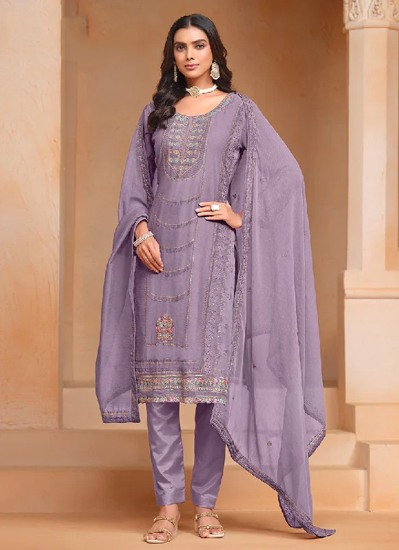 Deal Dash Purple Multi Embroidery Salwar Kameez Suit