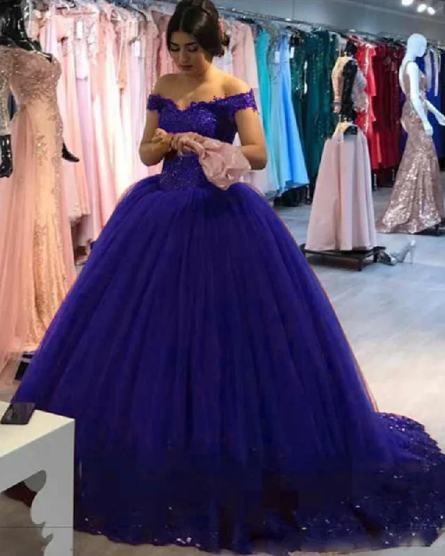 Special Discount Siaoryne Off Shoulder Women Burgundy/Blue Wedding Gown lace beading Ball Gown Prom Dress PL632