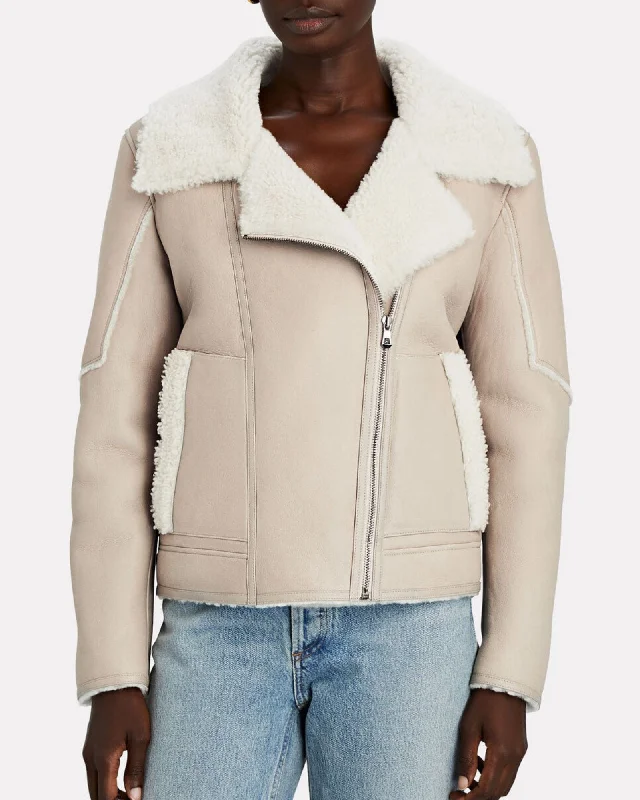 Shearling-Trimmed Moto Jacket