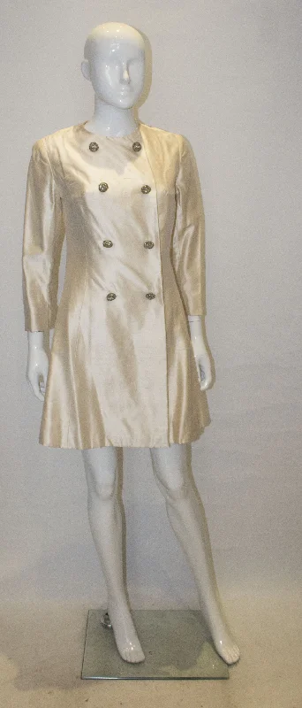 Exclusive Savings A Vintage 1960s Ivory Raw Silk Coat Dress