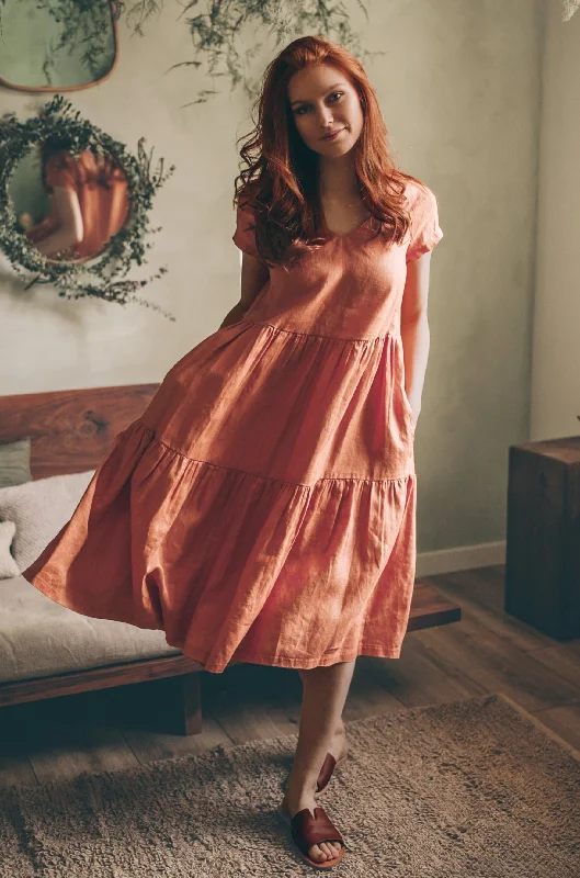 Get It Before It’s Gone Bohemian Linen Dress in Midi Length