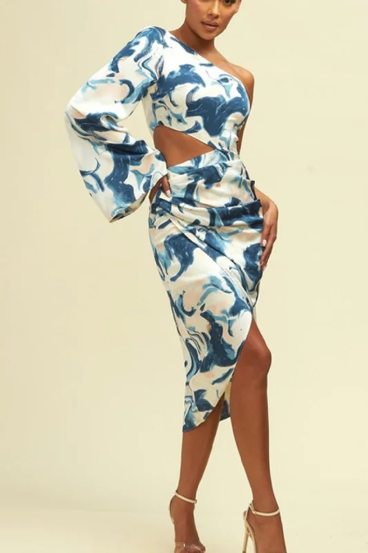 Exclusive Savings Tidal Wave One Shoulder Dress