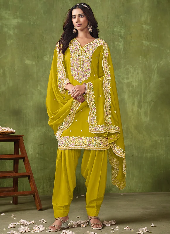 Reduced Prices Yellow Multi Embroidered Punjabi Suit