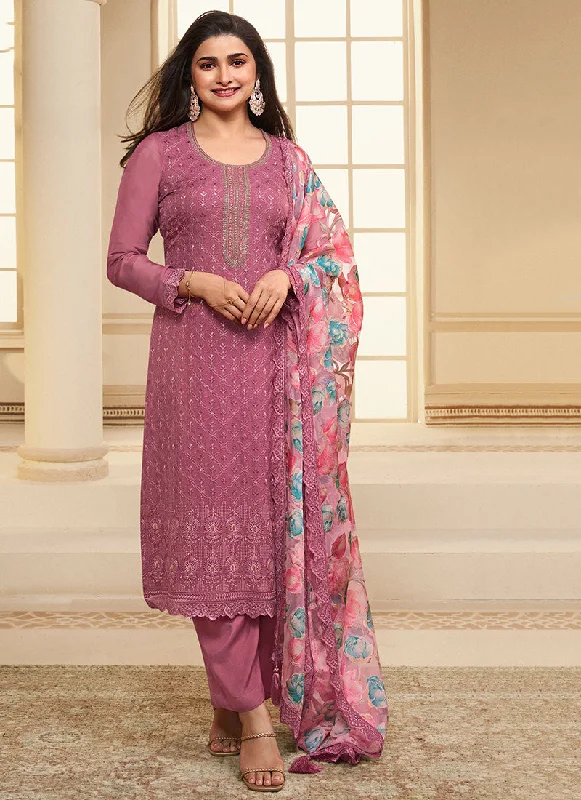 Pink Schiffli Embroidery Traditional Pant Style Salwar Suit