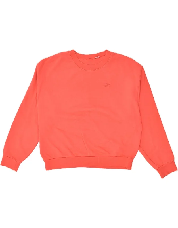 LEVI'S Womens Oversized Sweatshirt Jumper UK 10 Small Orange Cotton