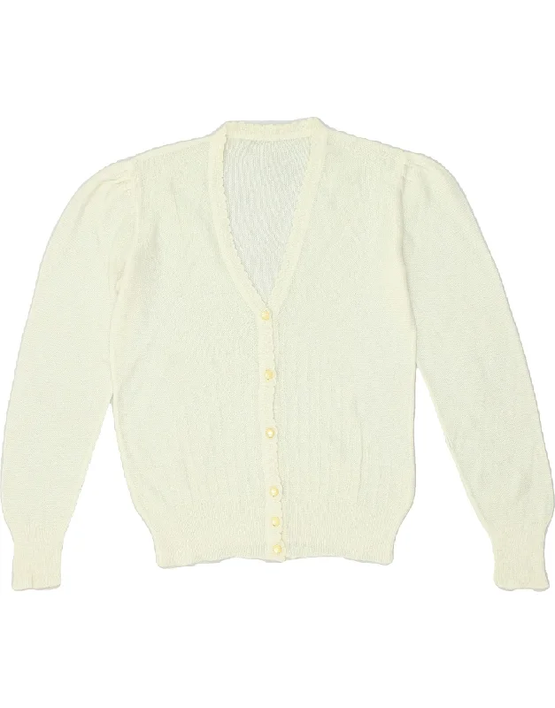 VINTAGE Womens Cardigan Sweater UK 12 Medium Beige