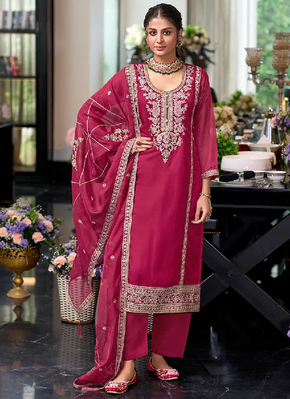 Take Advantage Magenta Traditional Embroidery Pakistani Pant Suit