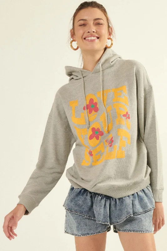 Love Yourself Vintage-Print Graphic Hoodie