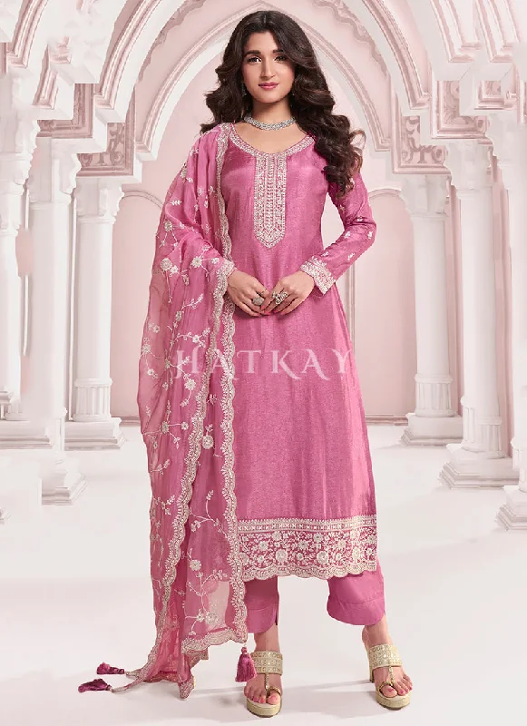 Clearance Items Pink Thread Embroidery Pakistani Suit