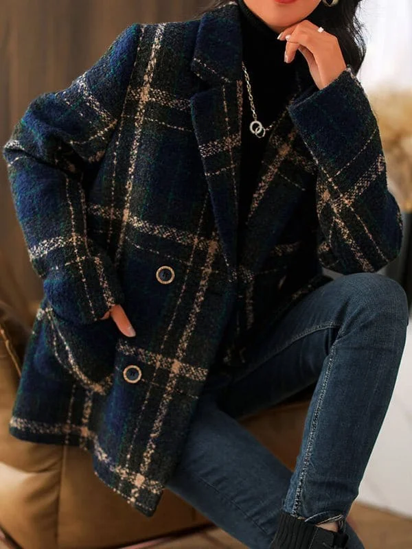 Fashionable Plaid Winter Jacket