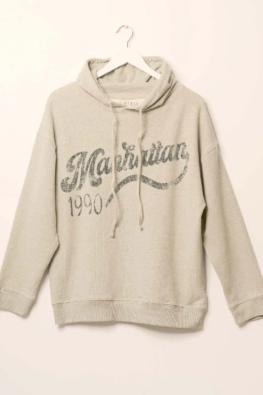 Manhattan 1990 Vintage-Print Graphic Hoodie