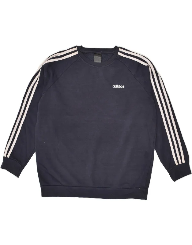 ADIDAS Womens Oversized Sweatshirt Jumper UK 12-14 Medium Navy Blue Cotton